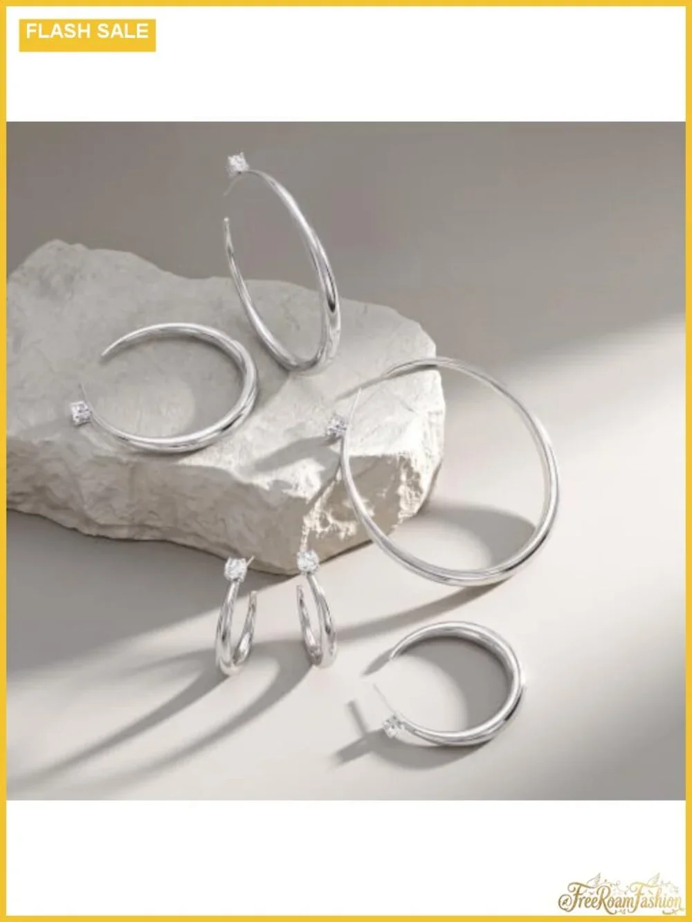 925 Sterling Silver Chunky Hoop Earrings for Women 60mm Statement